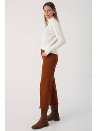 Light Brown Wide Leg Cuffs With Fringes