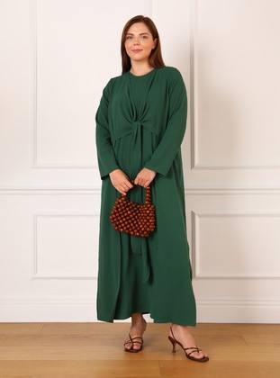 Dark Green - Plus Size Dress - Alia