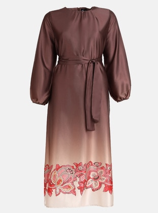 Beige - Brown - Plus Size Dress - Alia