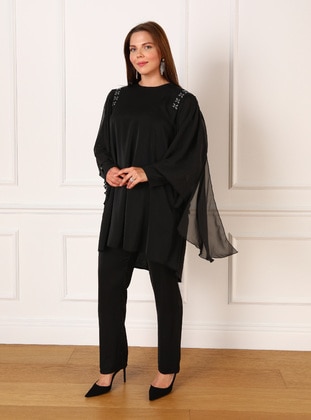 Black - Plus Size Evening Suit - Alia