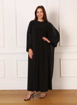 Black - Plus Size Evening Abaya - Alia