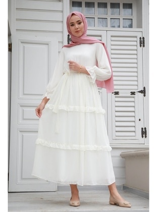Monica Chiffon Modest Dress White