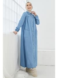 Light Blue - Unlined - Modest Dress