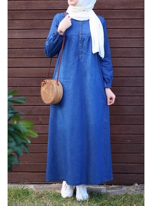 Blue - Denim - Modest Dress - In Style