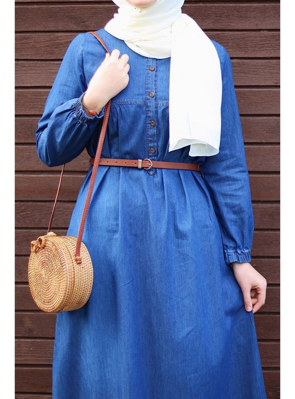 Blue Denim Modest Dress In Style