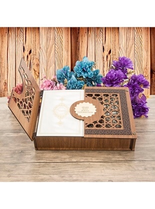 Gift Wooden Box, Holy Quran, Prayer Rug, Prayer Rosary Tasbih, Prayer Skullcap, Luxury Essence Set