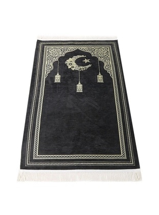 Nazimi Chenille Prayer Rug Black 68X110 Cm - 330 Gr