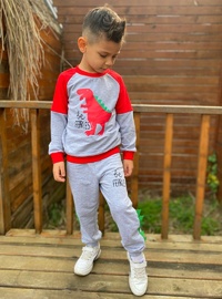Crew neck - Unlined - Red - Boys` Tracksuit