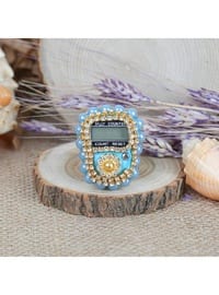 Gift Mini Quran & Luxury Stone Zikr Counter - Blue