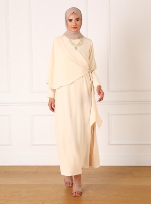 Light Beige - Modest Dress - Refka