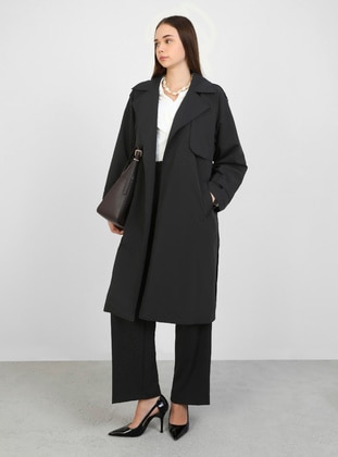 Black - Trench Coat - Refka