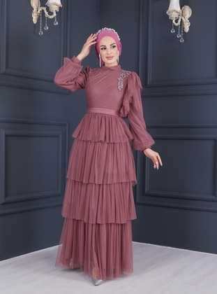 Moda Echer Dusty Rose Modest Evening Dress