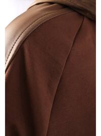 Brown - Hooded collar - Cardigan