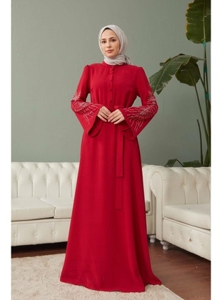 Red - Modest Evening Dress - Hakimoda