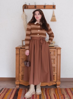 Brown - Skirt - Ceylan Otantik