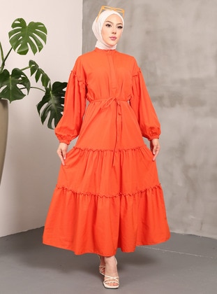 Orange - Modest Dress - Nergis Neva