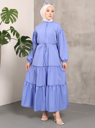 Blue - Modest Dress - Nergis Neva