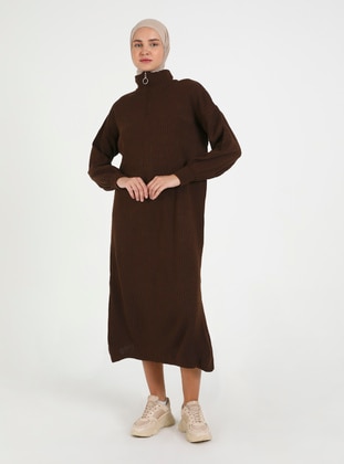 Brown - Modest Dress - Vav