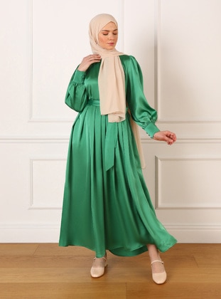 Dark Green - Modest Dress - Refka