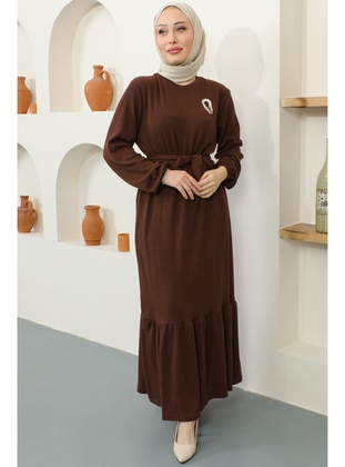 Brown - Modest Dress - Benguen