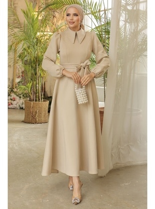 Stone Color - Unlined - Modest Dress - InStyle