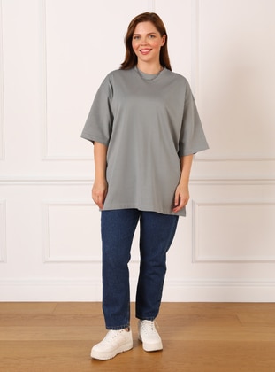 Grey - Plus Size T-Shirts - Alia
