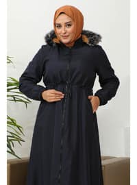 Navy Blue - Fully Lined - Plus Size Puffer Jacket