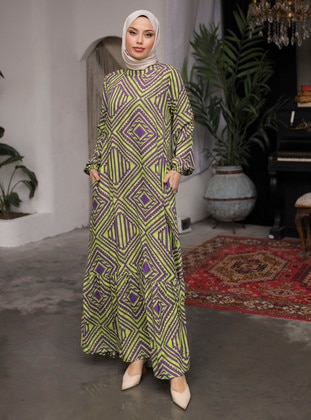 Olive Green - Modest Dress - SAHRA BUTİK