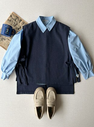 Navy Blue - Knit Sweater - Ceylan Otantik