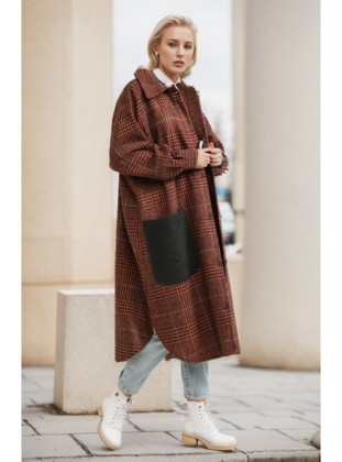 Brown - Coat - Layda Moda