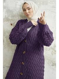 Purple - Unlined - Knit Cardigan