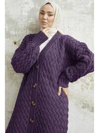 Purple - Unlined - Knit Cardigan