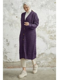 Purple - Unlined - Knit Cardigan