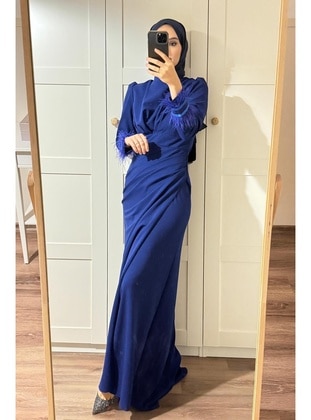 Blue - Modest Evening Dress - Meqlife