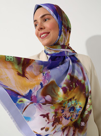 Châle en Twill de Soie Multicolore
