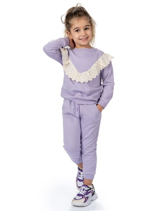 Crew neck - Unlined - Lilac - Girls` Tracksuit - MNK Baby