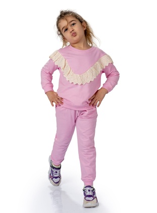 Crew neck - Unlined - Pink - Girls` Tracksuit - MNK Baby