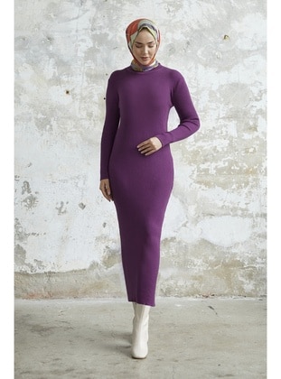 Dark Purple - Unlined - Knit Dresses - InStyle