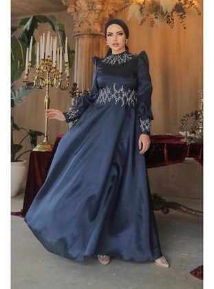 Navy Blue - 1000gr - Modest Evening Dress - Hakimoda