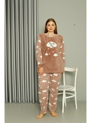 Milky Brown - Plus Size Pyjamas - Akbeniz