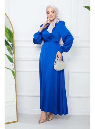 Saxe Blue - Unlined - Modest Evening Dress - İmaj Butik