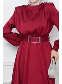 Burgundy - Unlined - Modest Evening Dress