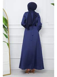 Navy Blue - Unlined - Modest Evening Dress