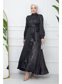 Black - Unlined - Modest Evening Dress