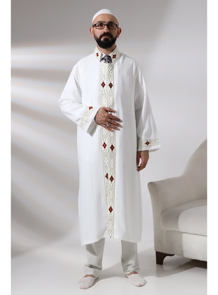White - Stripe - Prayer Clothes - İhvan
