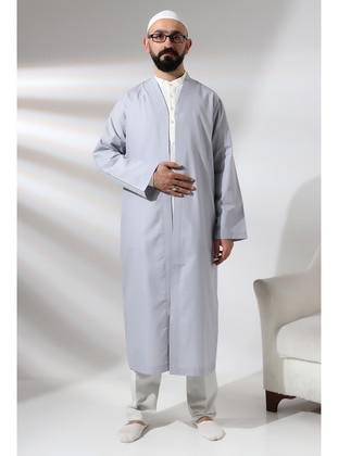 Grey - Stripe - Prayer Clothes - İhvan