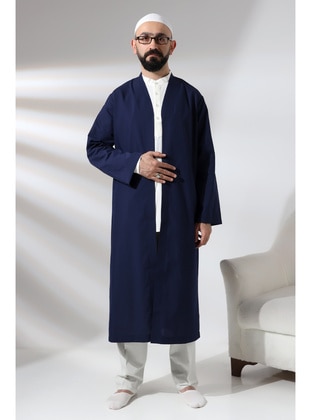 Navy Blue - Stripe - Unlined - Prayer Clothes - İhvan