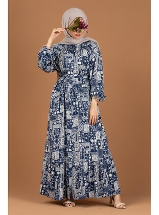 Navy Blue - Modest Dress - Sevitli