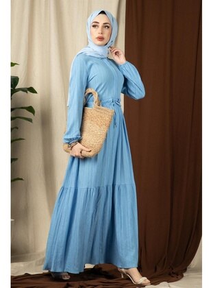 Blue - Modest Dress - Sevitli