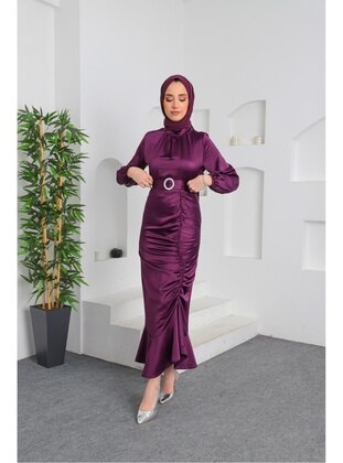 Purple - Evening Dresses - Ensa Tesettür